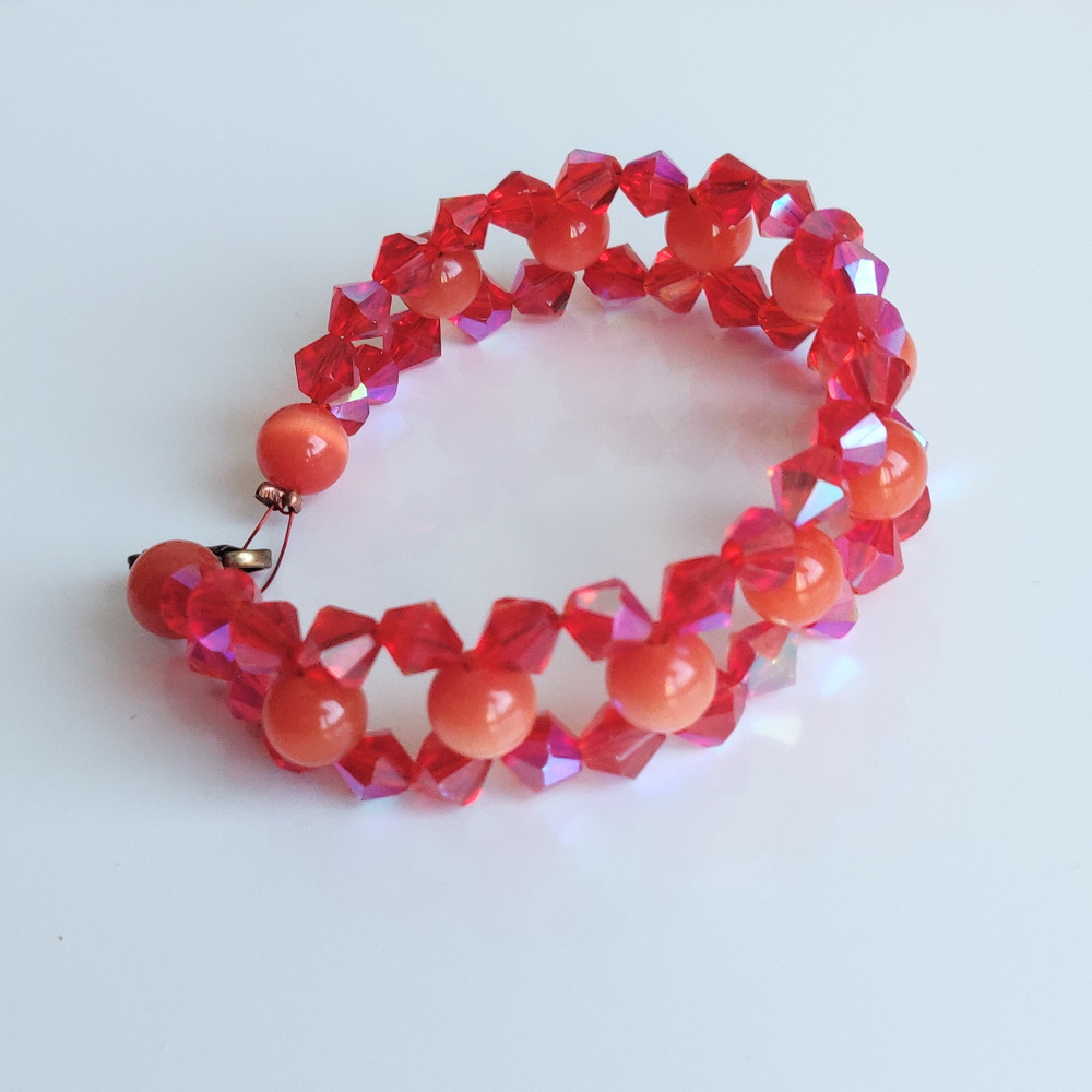 Bracelet Oeil de Chat Orange 20 cm – Perles et Laine